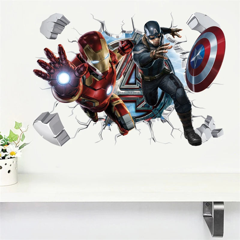 Stickers Muraux 3D Avengers – Décoration Marvel Stéréoscopique pour Chambre d'Enfant & Salon