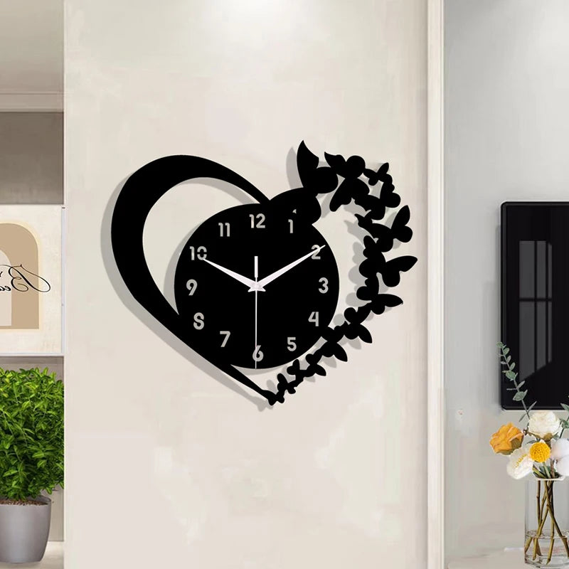 Horloge Silays en Acrylique en Forme de Cœur – Design Sans Cadre, Idéale pour Salon, Chambre, Cadeau de Fête des Mères et Nouvel An