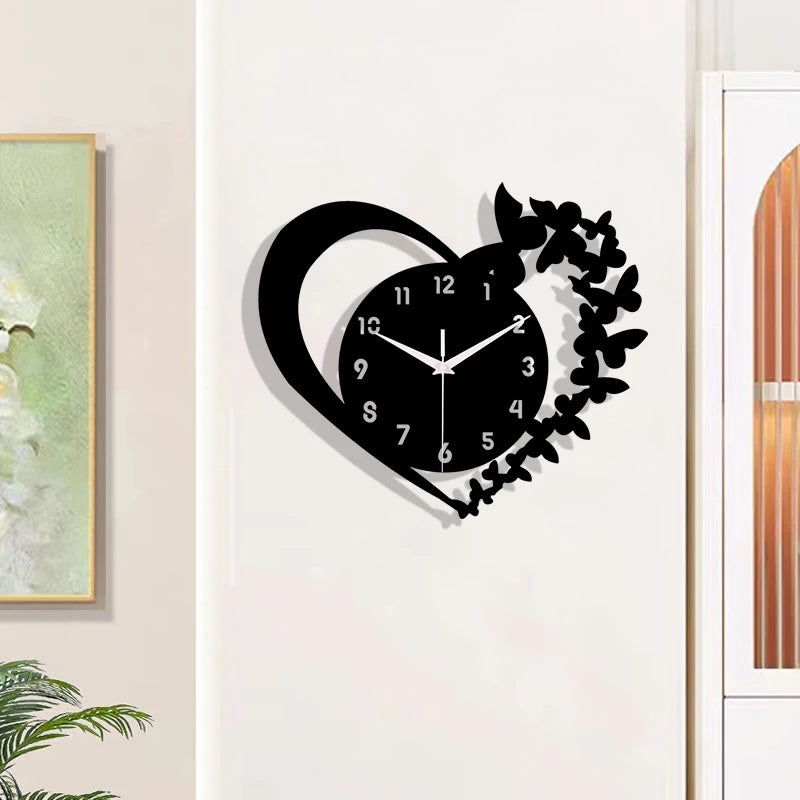 Horloge Silays en Acrylique en Forme de Cœur – Design Sans Cadre, Idéale pour Salon, Chambre, Cadeau de Fête des Mères et Nouvel An