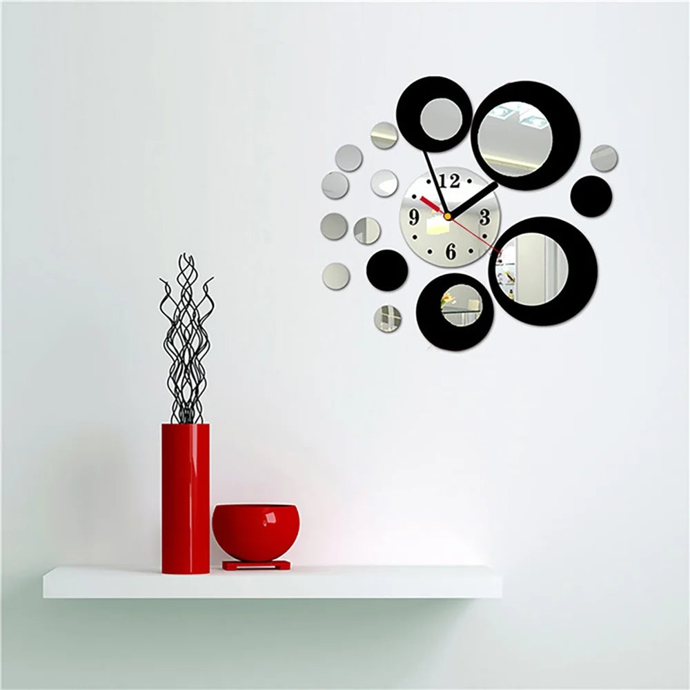 Horloge Murale à Quartz 3D, Miroir Moderne & Stickers Luxe – Décoration Élégante pour Salon (Nouvelle Collection 2024)