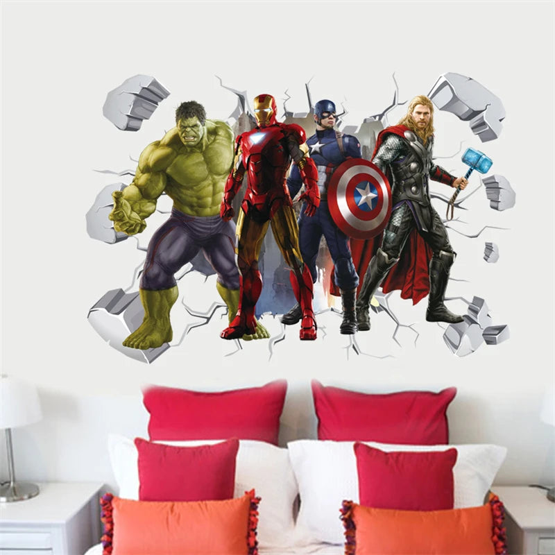 Stickers Muraux 3D Avengers – Décoration Marvel Stéréoscopique pour Chambre d'Enfant & Salon