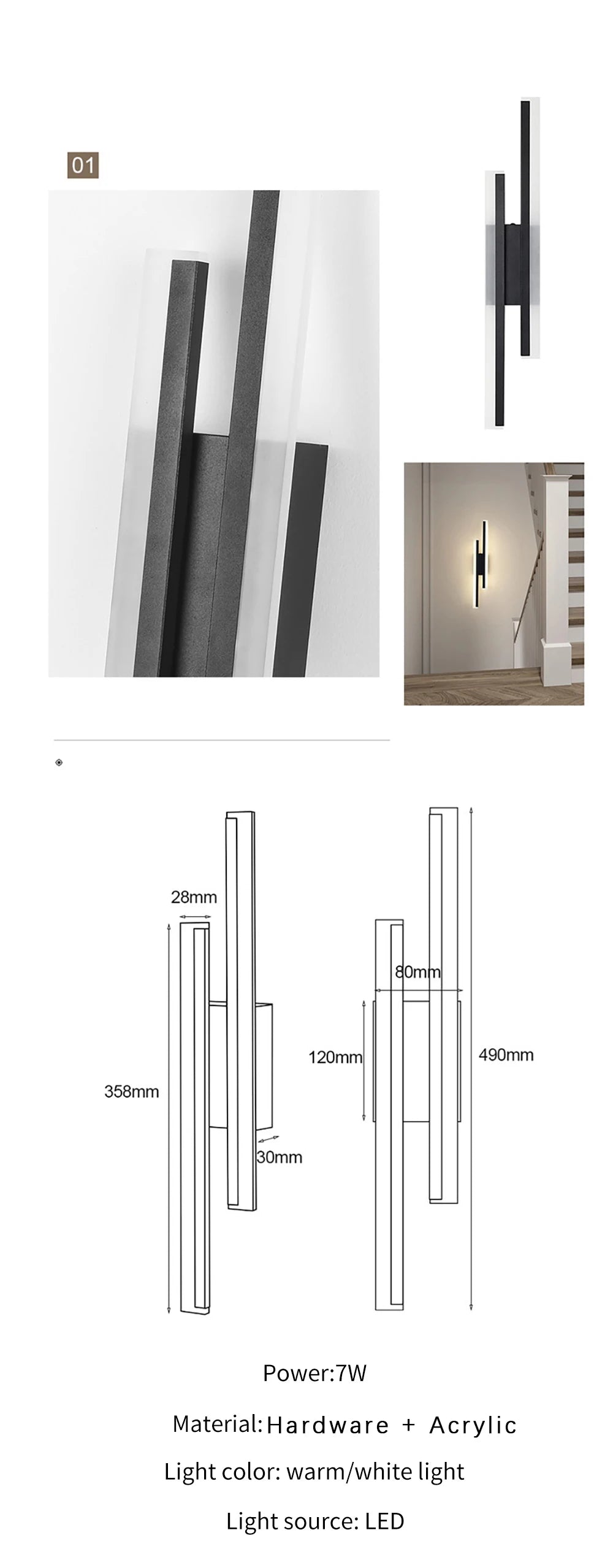 Applique murale moderne à LED pour salon, escaliers, chambre à coucher, couloir, appliques murales, lampe, décoration intérieure de la maison, luminaire