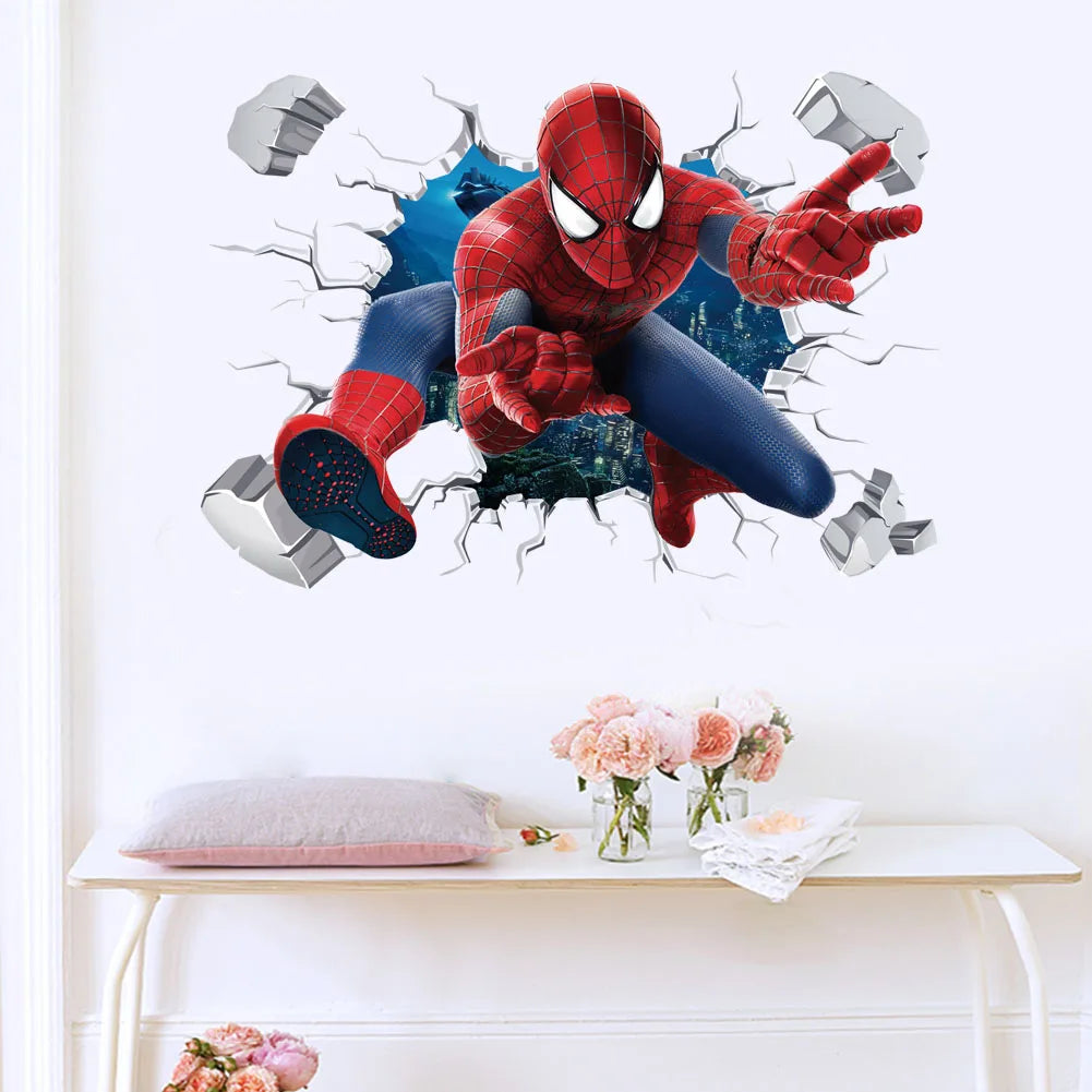 Autocollants Muraux Super-Héros Marvel – Spiderman, Captain America & Hulk pour Chambre d'Enfant