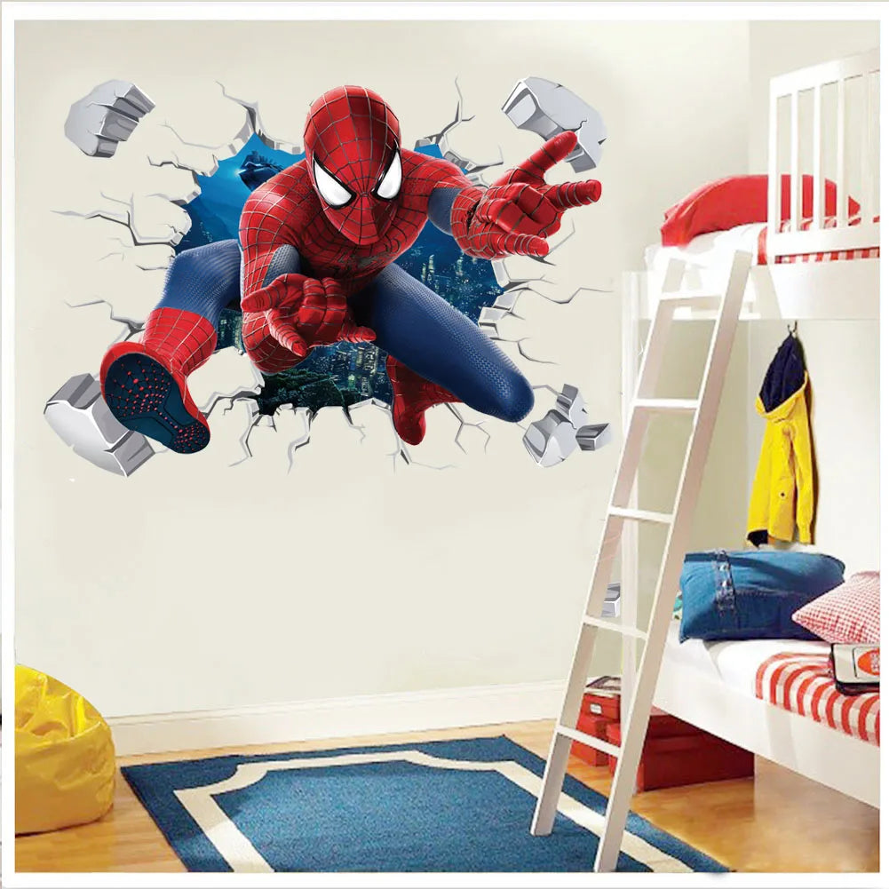 Autocollants Muraux Super-Héros Marvel – Spiderman, Captain America & Hulk pour Chambre d'Enfant