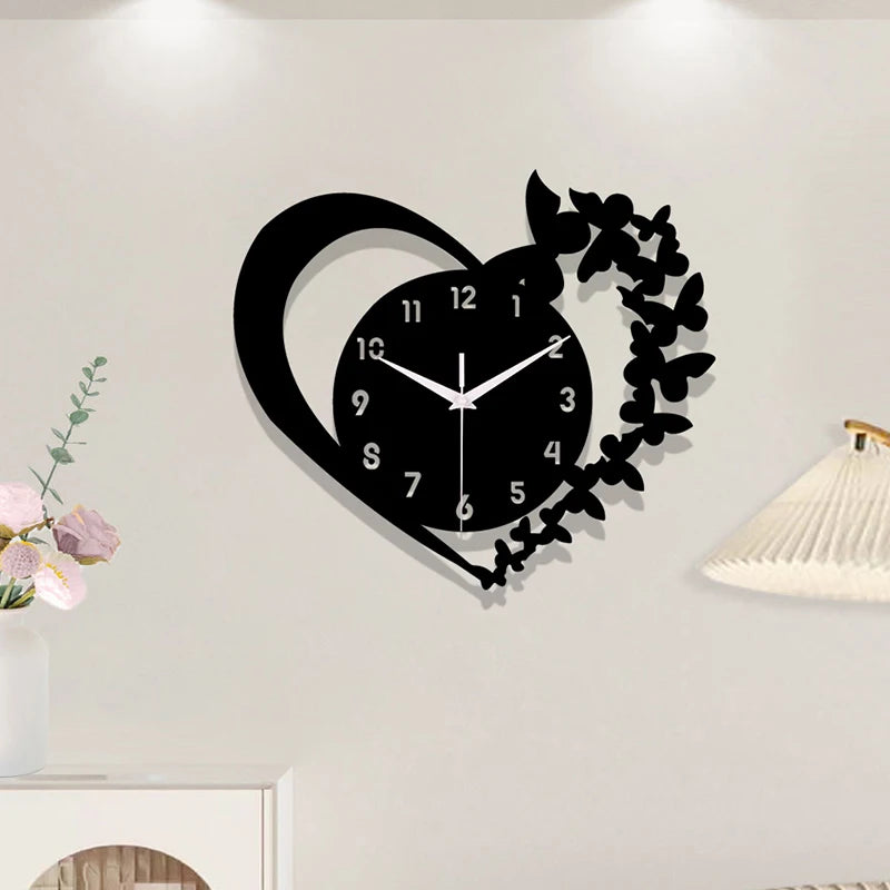 Horloge Silays en Acrylique en Forme de Cœur – Design Sans Cadre, Idéale pour Salon, Chambre, Cadeau de Fête des Mères et Nouvel An