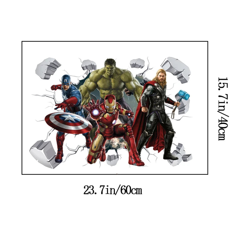 Stickers Muraux 3D Avengers – Décoration Marvel Stéréoscopique pour Chambre d'Enfant & Salon