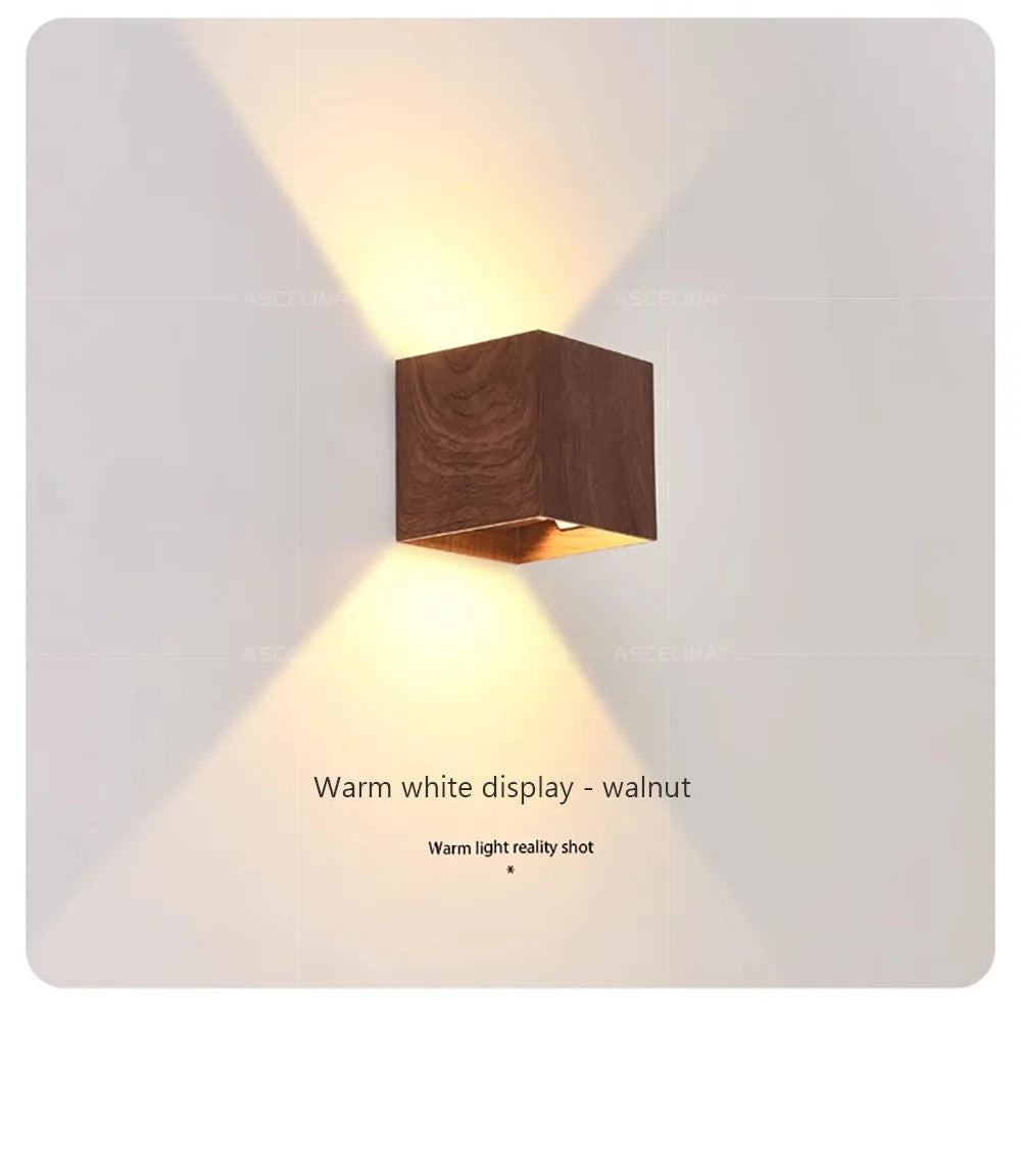 Applique Murale LED en Bois Nordique – Design Élégant pour Chambre, Salon et Escalier