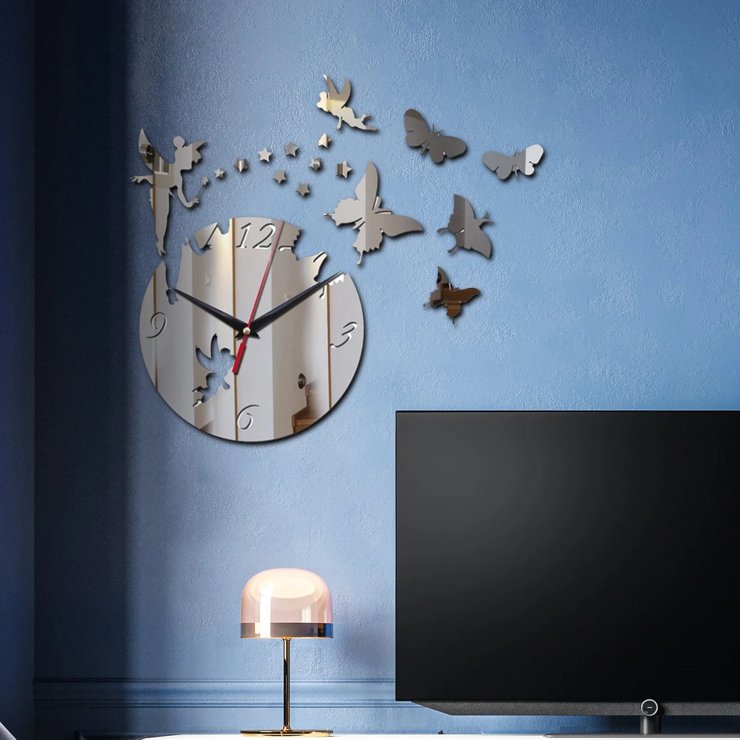 Horloge Murale Silencieuse avec Autocollants Papillon en Acrylique – Décoration Moderne pour Salon, Chambre et Bureau