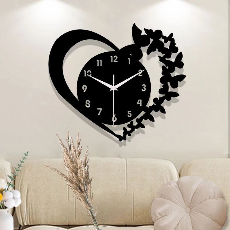 Horloge Silays en Acrylique en Forme de Cœur – Design Sans Cadre, Idéale pour Salon, Chambre, Cadeau de Fête des Mères et Nouvel An