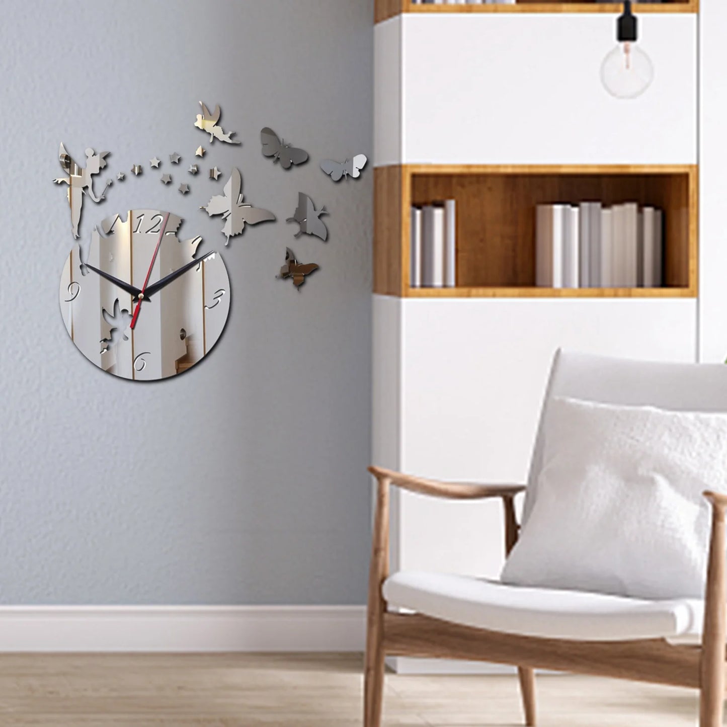 Horloge Murale Silencieuse avec Autocollants Papillon en Acrylique – Décoration Moderne pour Salon, Chambre et Bureau