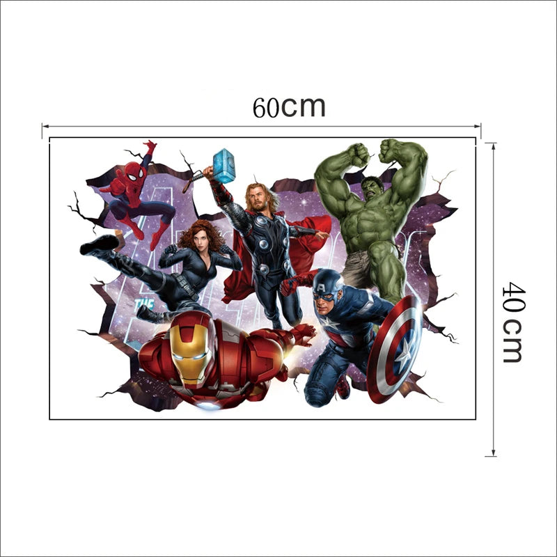 Stickers Muraux 3D Avengers – Décoration Marvel Stéréoscopique pour Chambre d'Enfant & Salon