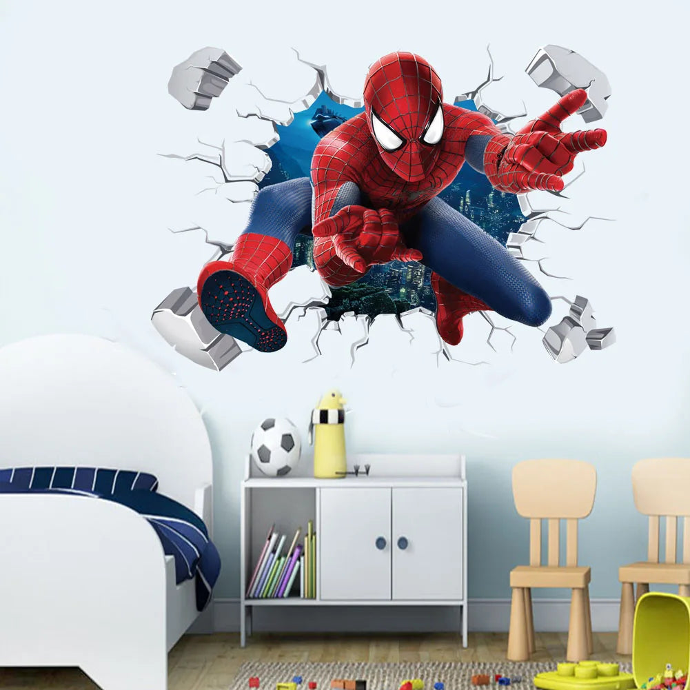 Autocollants Muraux Super-Héros Marvel – Spiderman, Captain America & Hulk pour Chambre d'Enfant