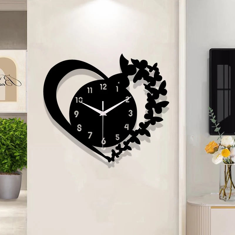 Horloge Silays en Acrylique en Forme de Cœur – Design Sans Cadre, Idéale pour Salon, Chambre, Cadeau de Fête des Mères et Nouvel An