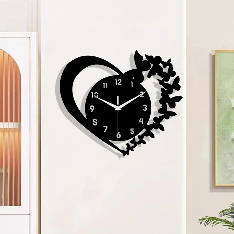 Horloge Silays en Acrylique en Forme de Cœur – Design Sans Cadre, Idéale pour Salon, Chambre, Cadeau de Fête des Mères et Nouvel An