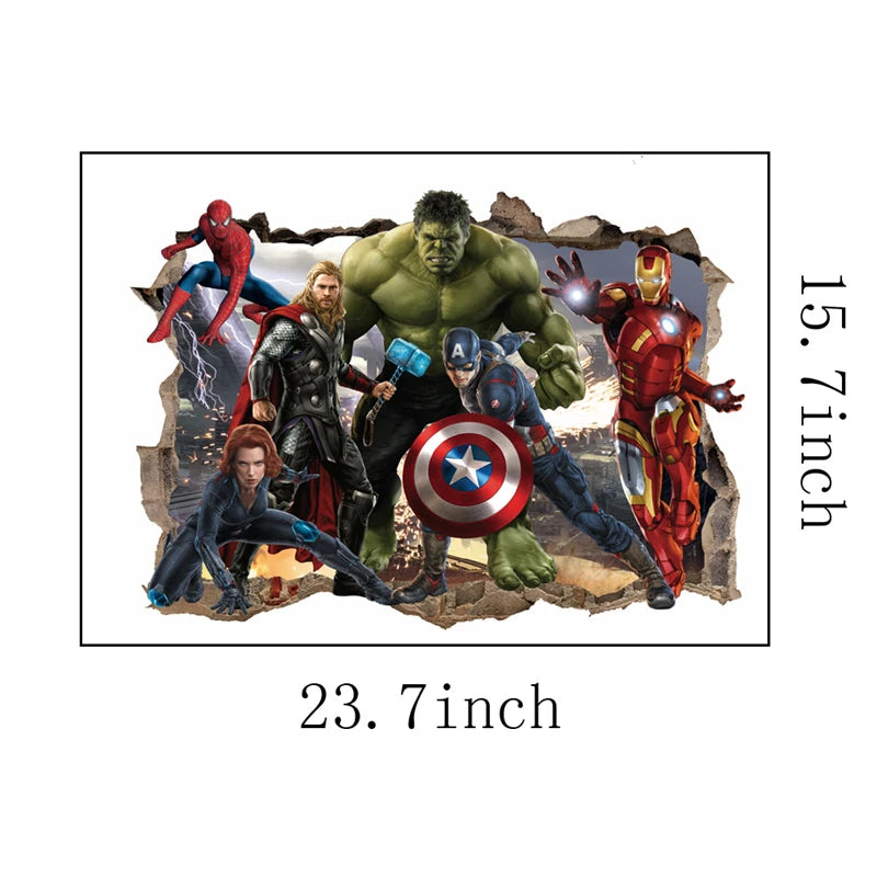 Stickers Muraux 3D Avengers – Décoration Marvel Stéréoscopique pour Chambre d'Enfant & Salon