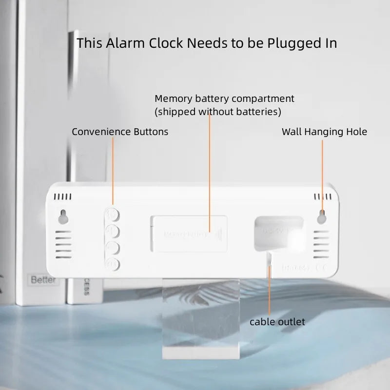 Grande horloge murale numérique DST, alarme LED électronique, variateur automatique, horloge de table, humidité de la semaine, USB, 62TEMP, 9 pouces, 12 H, 24H