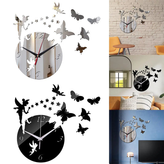 Horloge Murale Silencieuse avec Autocollants Papillon en Acrylique – Décoration Moderne pour Salon, Chambre et Bureau