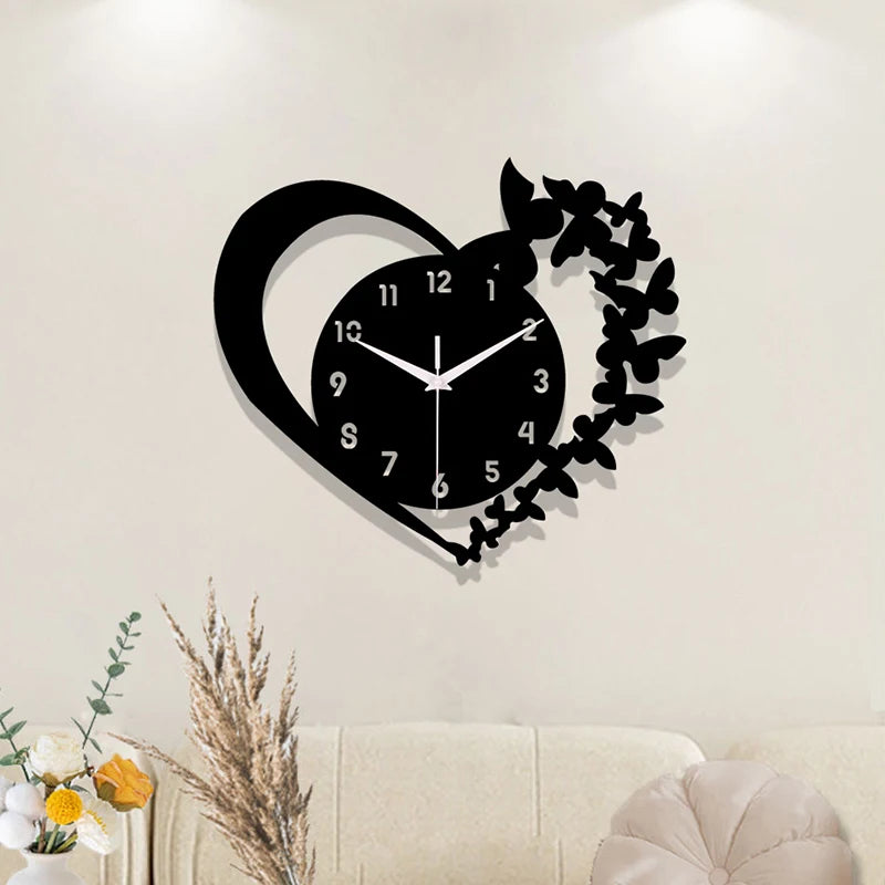 Horloge Silays en Acrylique en Forme de Cœur – Design Sans Cadre, Idéale pour Salon, Chambre, Cadeau de Fête des Mères et Nouvel An