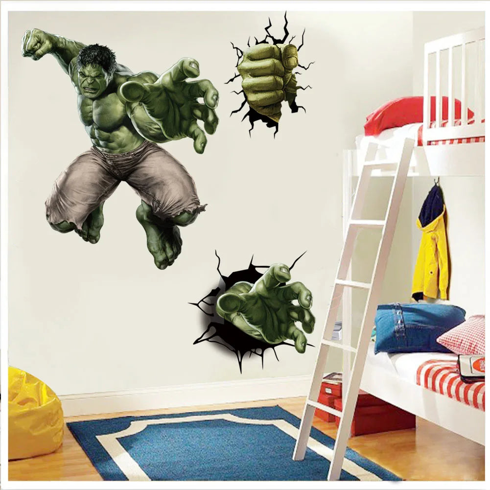 Autocollants Muraux Super-Héros Marvel – Spiderman, Captain America & Hulk pour Chambre d'Enfant